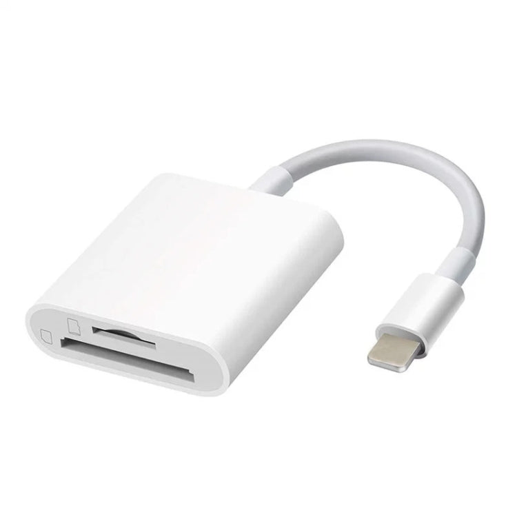 8 Pin to SD + TF Card Reader 2 in 1 Adapter For iPhone / iPad, Cable Length: 9.7cm(Double Slots)