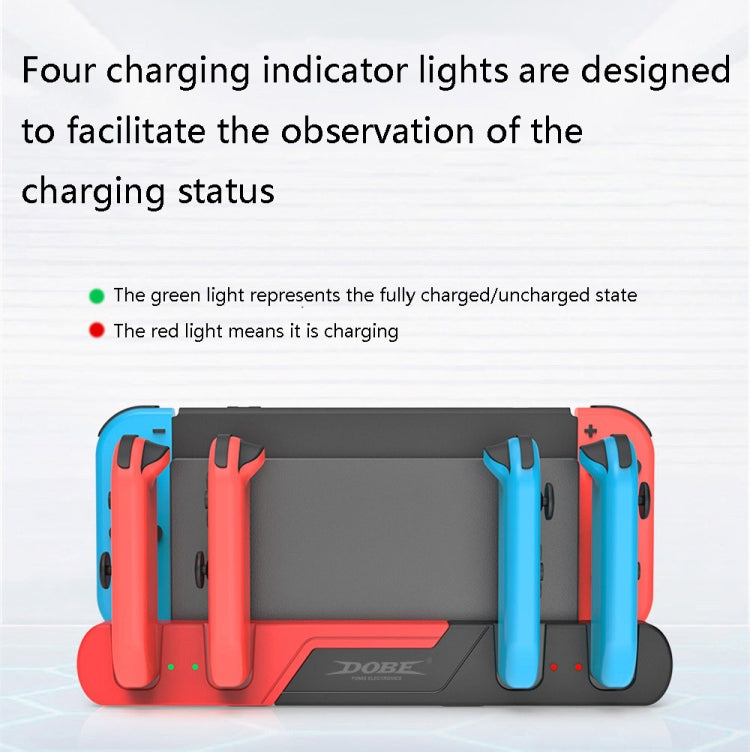 DOBE TNS-0122 4 In 1 Gamepad Charging Dock For Switch OLED, TNS-0122 Red Black, TNS-0122 White Black