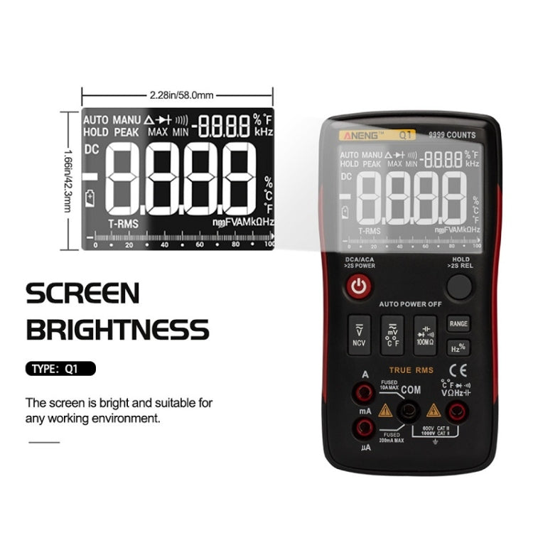 ANENG AN-Q1 Automatic High-Precision Intelligent Digital Multimeter, Standard, Standard with Cable
