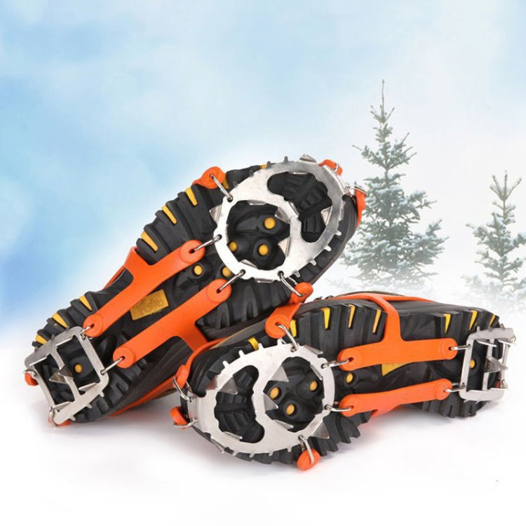 1 Pair 18 Large Spikes Crampons Outdoor Winter Walk Ice Fishing Snow Shoe Spikes,Size:, L Black, L Orange