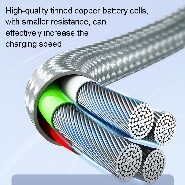 ROMOSS CB25 3 In 1 3.5A 8 Pin + Micro USB + Type C/USB-C Cable 1m(Rose Gold)