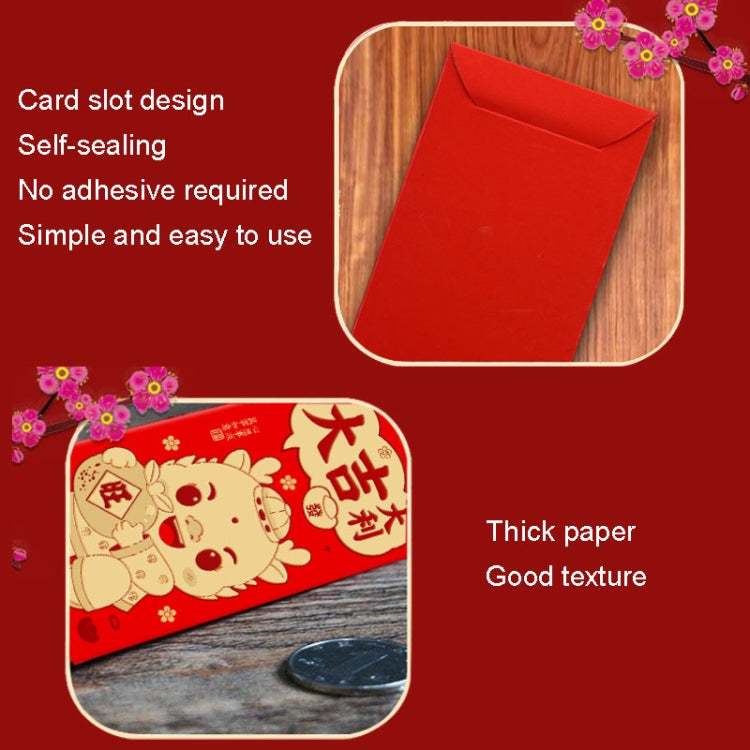 6pcs /Pack Dragon New Year Red Packets Cartoon Dragon Zoshili New Year Red Envelopes, 936L