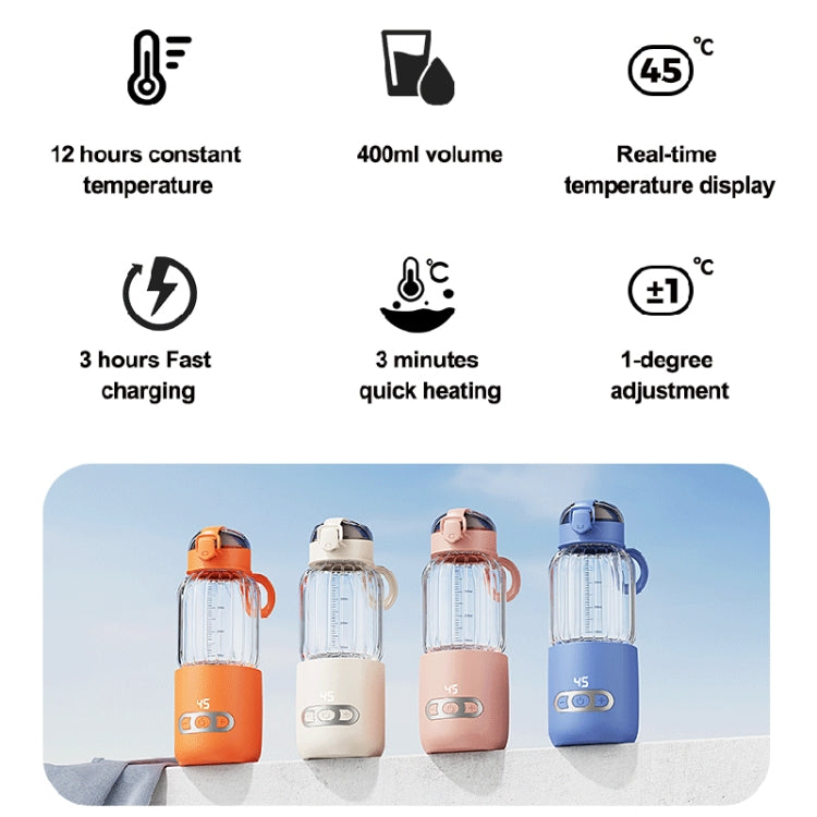 400ml Wireless Instant Water Warmer Electric Kettle For Baby Formula With 15000 MAh Battery Capacity(Pink)