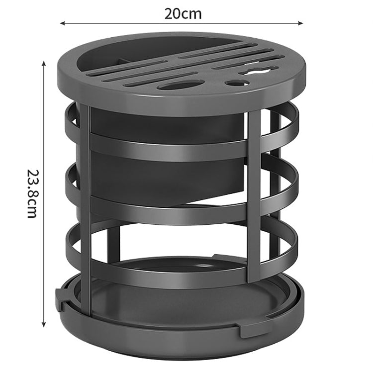 Home Thicken Knife Organizer Chopstick Cylinder Kitchen Drainage Countertop Shelf, Specification: Rotary (Black)