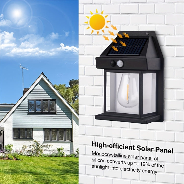 Solar Outdoor Tungsten Wall Light 3 Modes Body Sensing Waterproof Garden Villa Night Light, Spec: Regular White