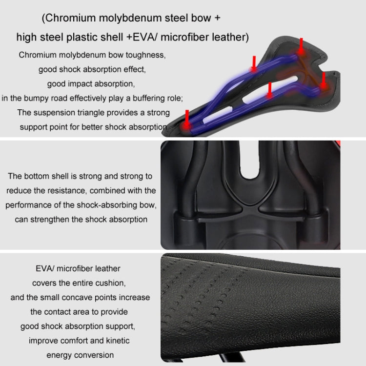 TOSEEK Mountain Bike Saddle Road Bicycle Seat Accessories, Black, Red, Black Red, Black Yellow