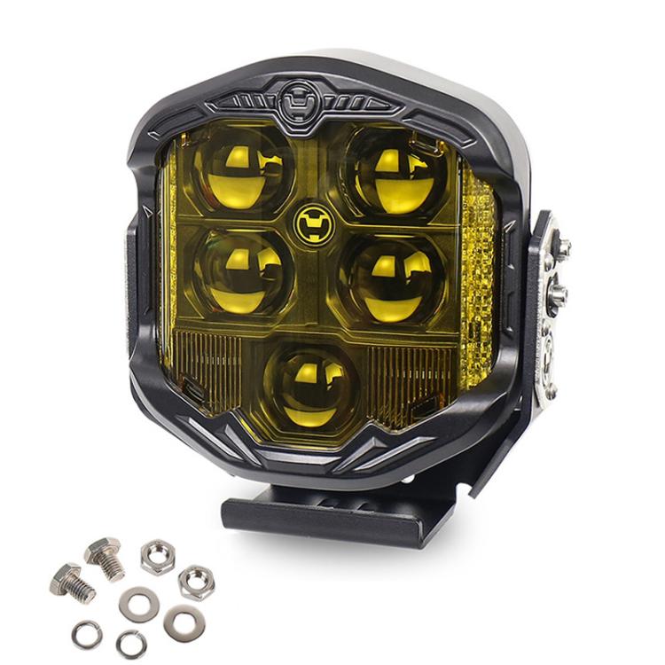 OL-21W03Y 7 Inch 3-Sided Illumination High / Low Beam Car Modified Work Light Roof Light A-Pillar Spotlights
