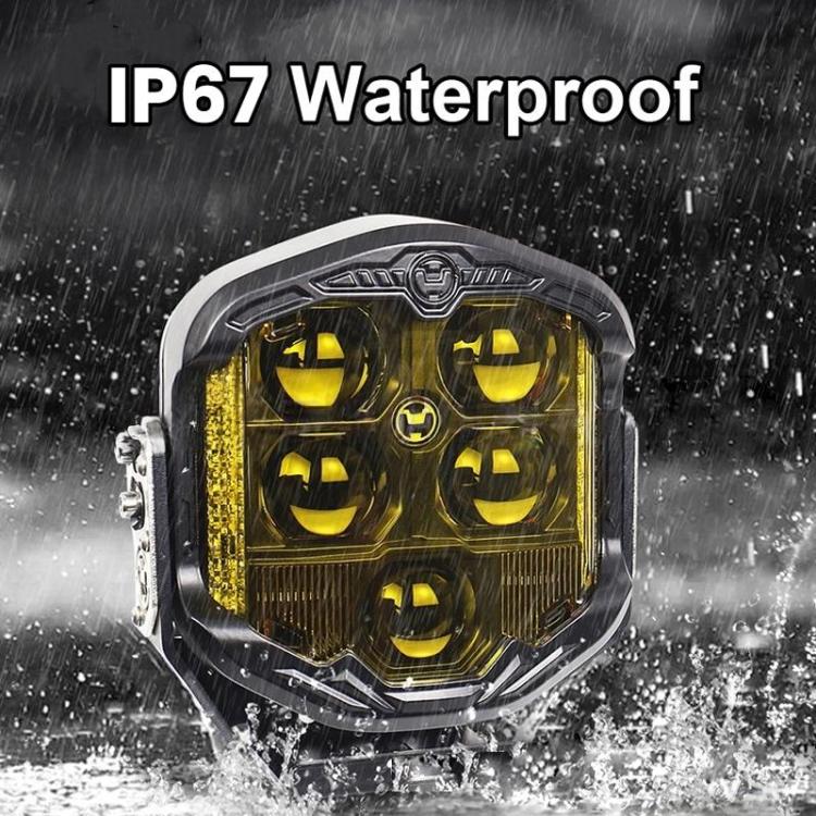 OL-21W03Y 7 Inch 3-Sided Illumination High / Low Beam Car Modified Work Light Roof Light A-Pillar Spotlights