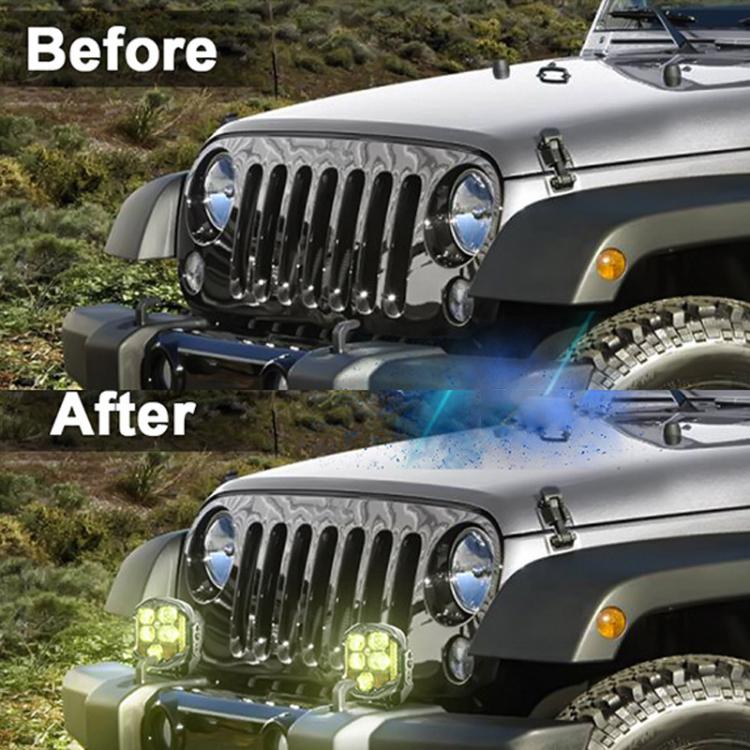 OL-21W03Y 7 Inch 3-Sided Illumination High / Low Beam Car Modified Work Light Roof Light A-Pillar Spotlights