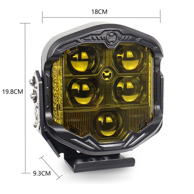 OL-21W03Y 7 Inch 3-Sided Illumination High / Low Beam Car Modified Work Light Roof Light A-Pillar Spotlights