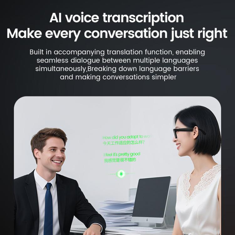 Smart Glasses Support 8MP Video Recording Electrochromic Lenses & AI Translation, E02C
