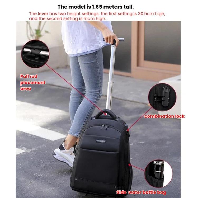 FUGUILAI Wheeled Backpack with Hideable Wheels & Straps, TSA Lock & 2-Stage Telescopic Handle Trolley Backpack for Business Travel