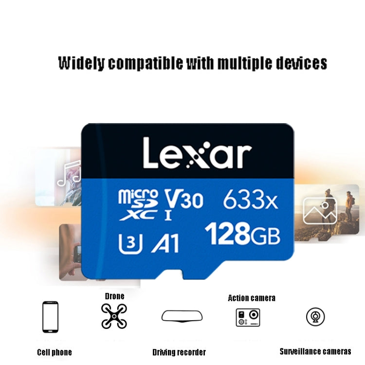 Lexar 633x 128GB High-speed Driving Recorder Dedicated TF Card Mobile Phone Memory Card, 128GB