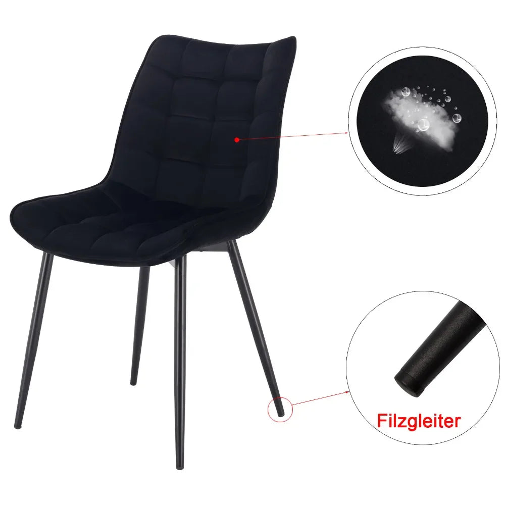 4PCs/Set Faux Leather/Fabric/Velvet/Linen Kitchen Chair Dining Chairs Stable Metal Legs Upholstered Seat Kitchen Furniture