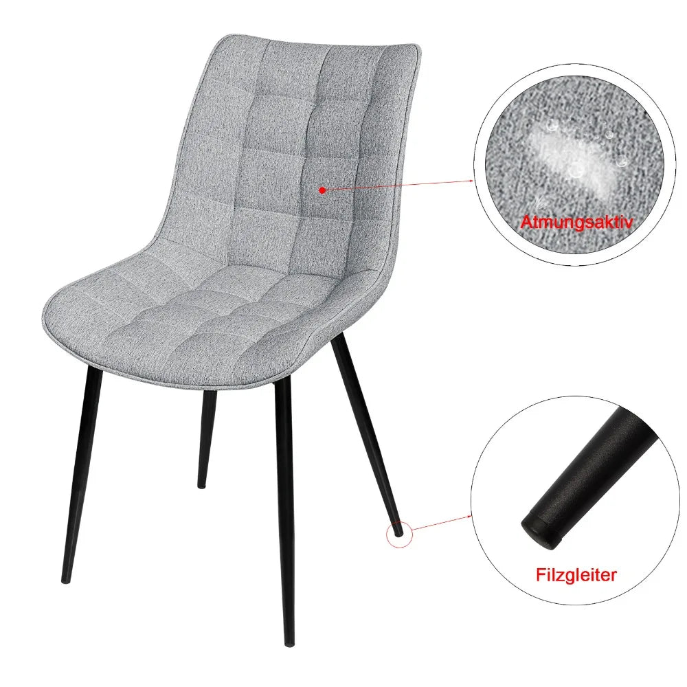 4PCs/Set Faux Leather/Fabric/Velvet/Linen Kitchen Chair Dining Chairs Stable Metal Legs Upholstered Seat Kitchen Furniture