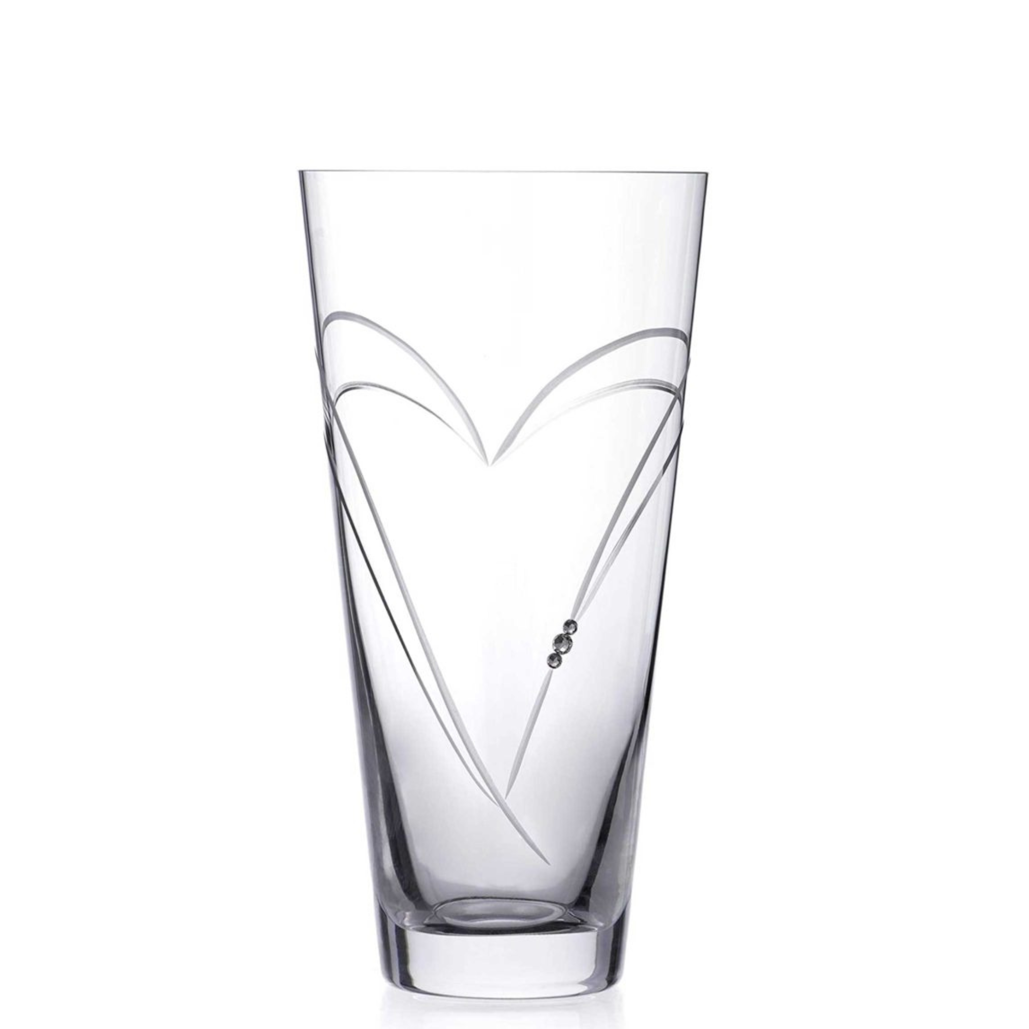 Diamante Vase with Heart-Shaped Cutting - 25cm