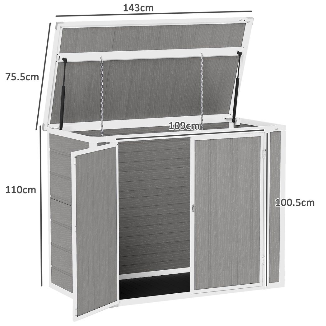 Outsunny 4.7 x 2.5FT Lockable Garden Shed, Double Bin Storage Shed