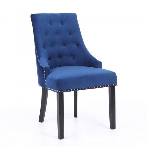 Set of Two Studded Velvet Dining Chair with Ring Knocker Detail