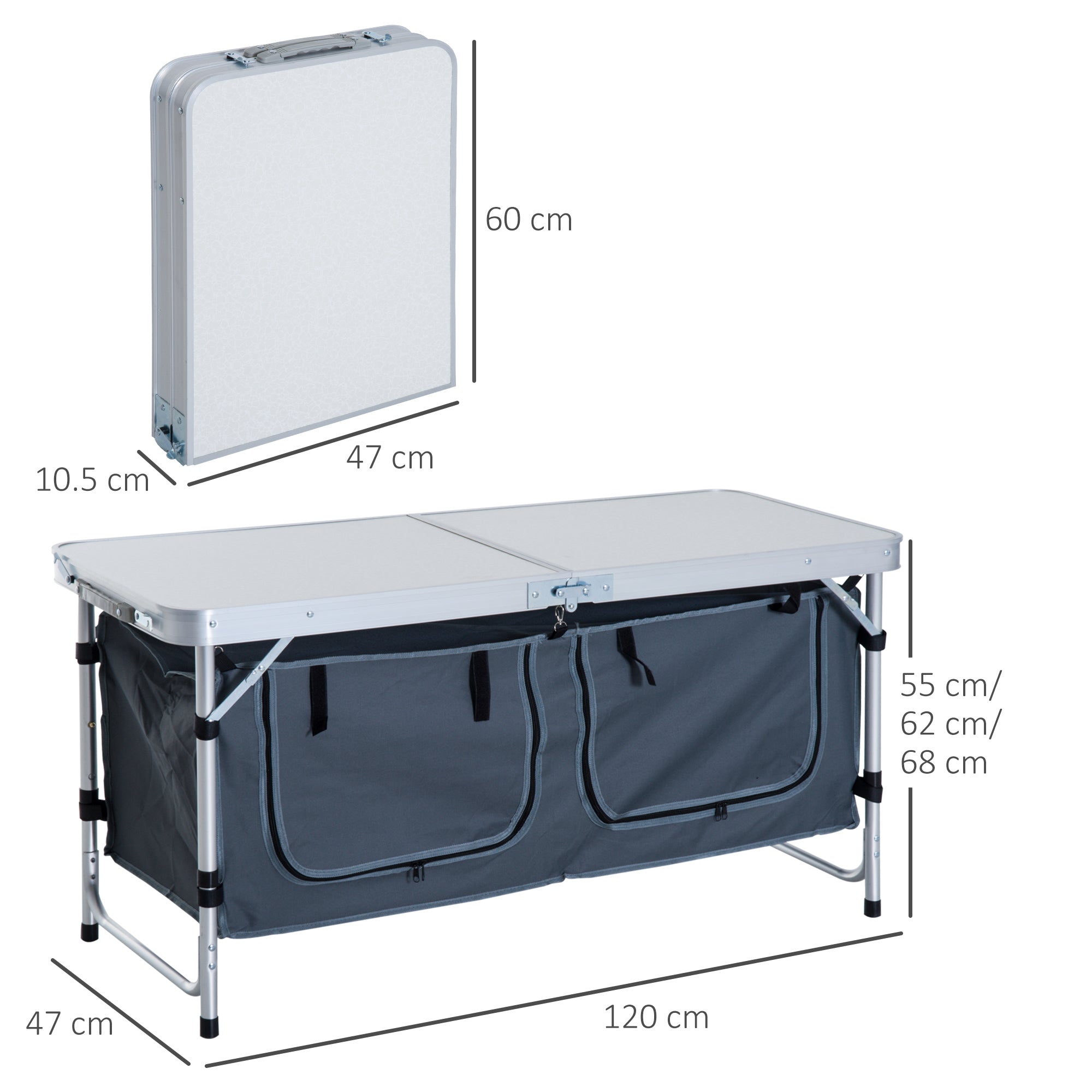 Outsunny Picnic Table Camping Folding Portable Dining Storage Garden Outdoor