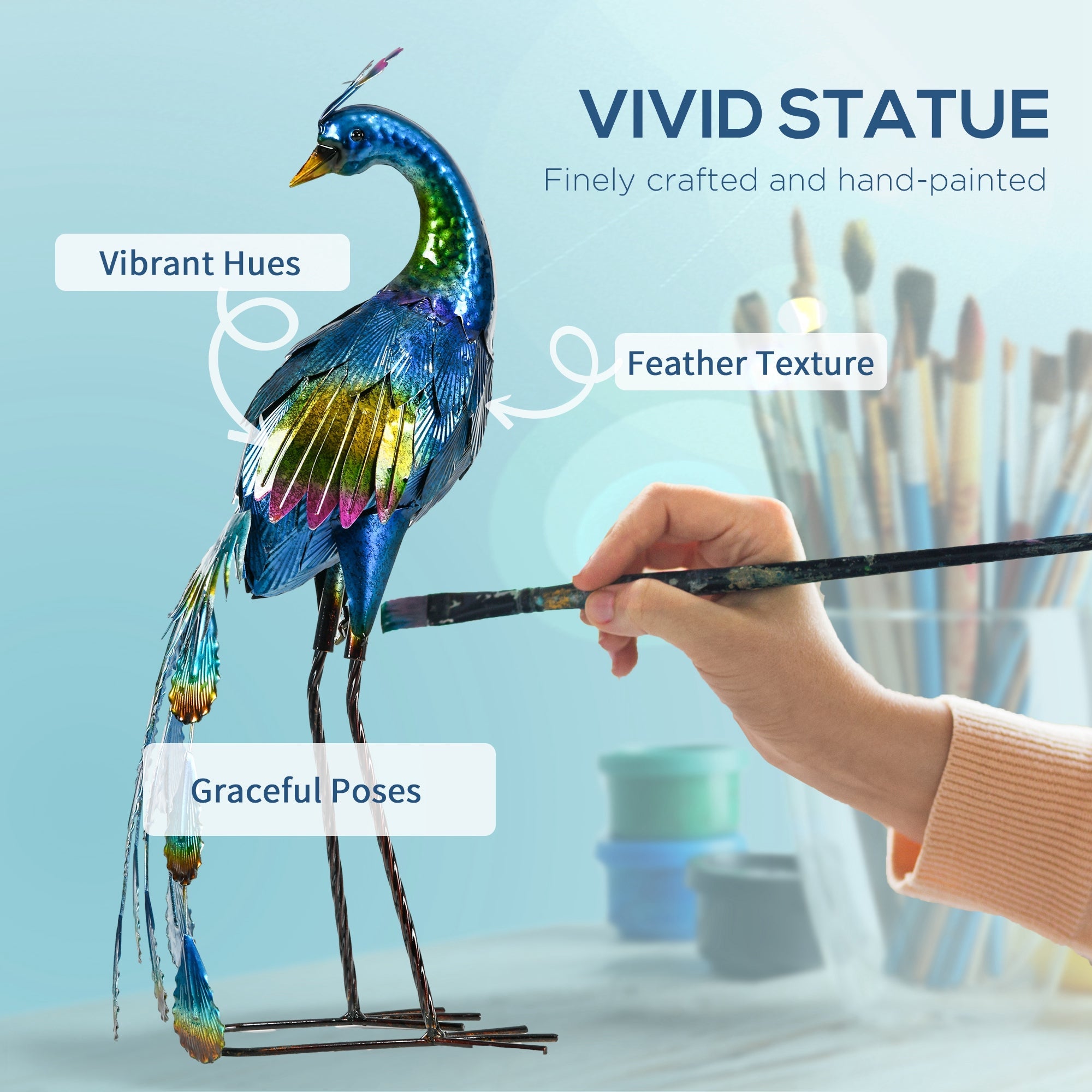 Outsunny Peacock Garden Statues Sculptures for Decorations and Gifts, Steel