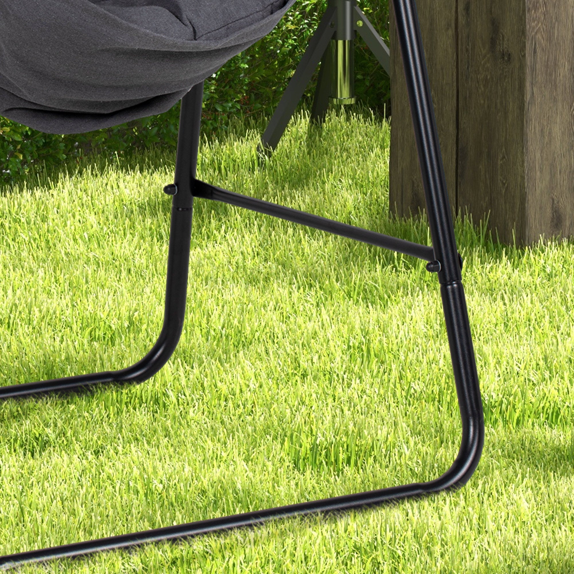 Outsunny Patio Hammock Chair w/ Stand, Hanging Chair w/ Cushion, Armrest, Grey