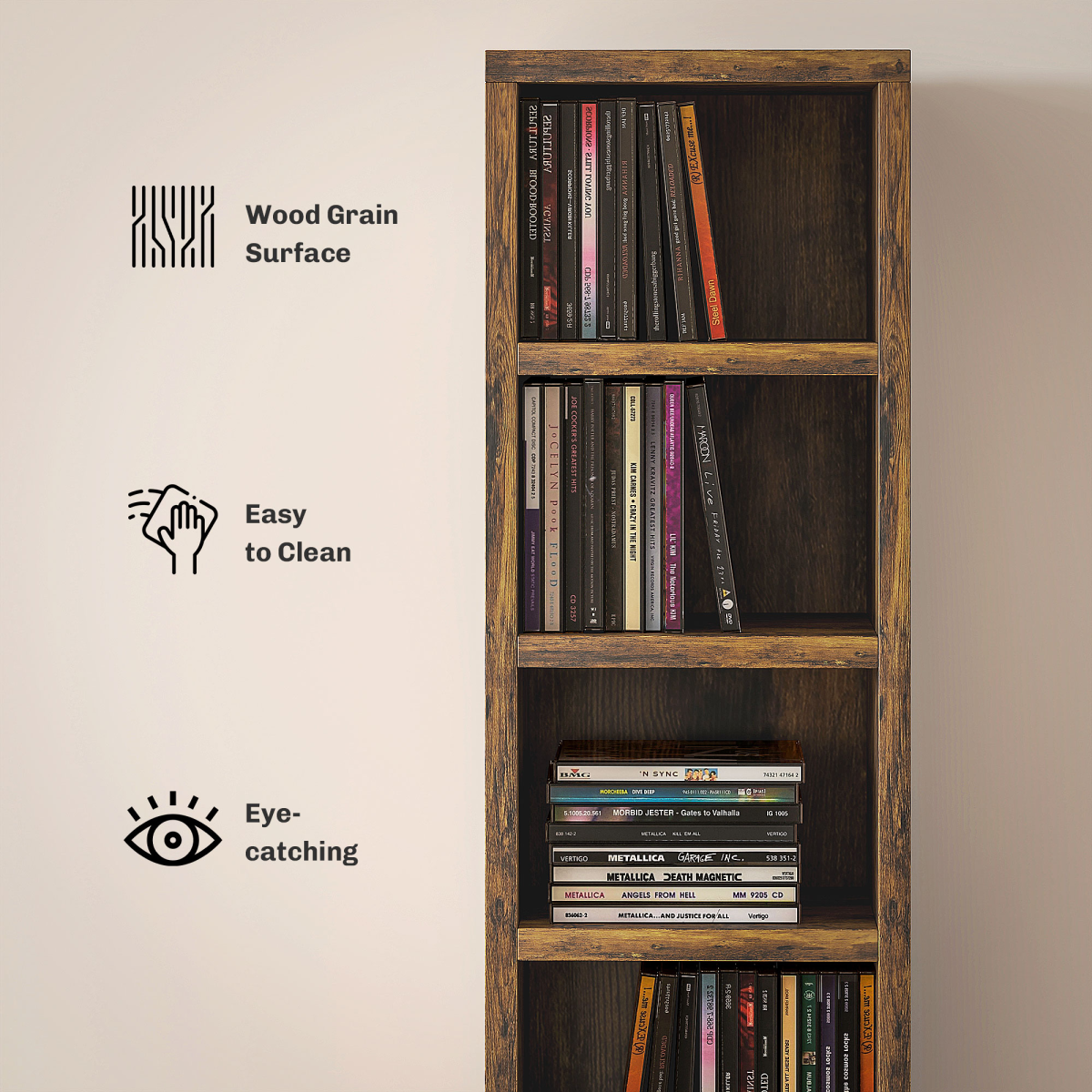 HOMCOM 204 CD Storage Tower Tall Bookcase Bookshelf with 12 Cubes