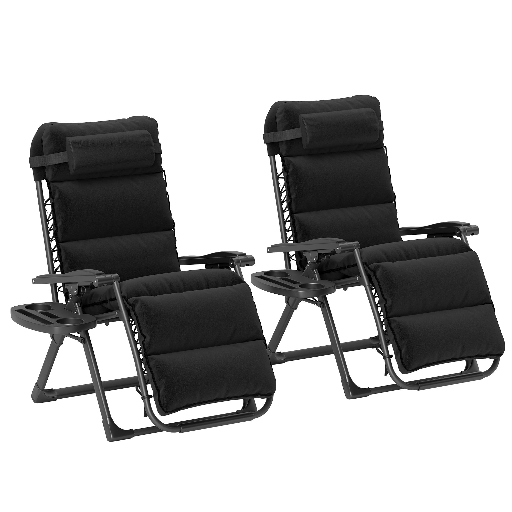 Outsunny 2 Pieces Zero Gravity Chairs, Reclining Folding Sun Lounger