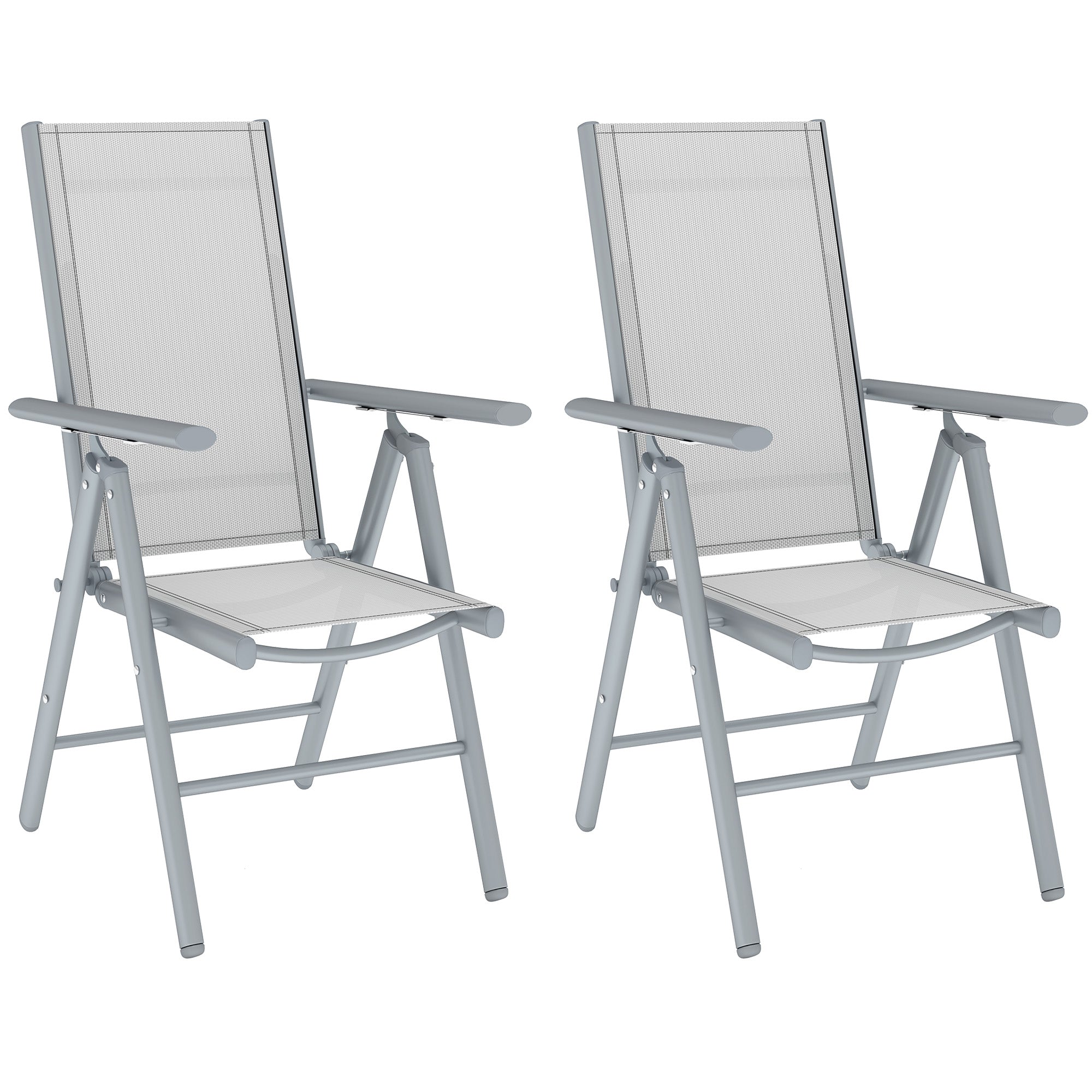 Outsunny 2PCS Folding Chair w/ Breathable Mesh Back and Seat