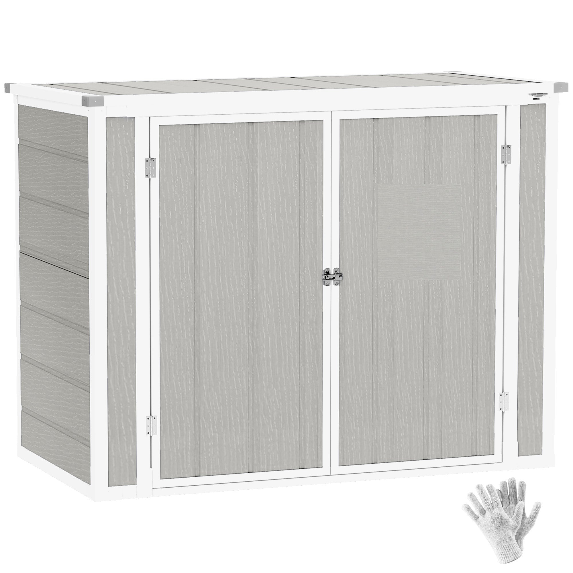 Outsunny 4.7 x 2.5FT Lockable Garden Shed, Double Bin Storage Shed