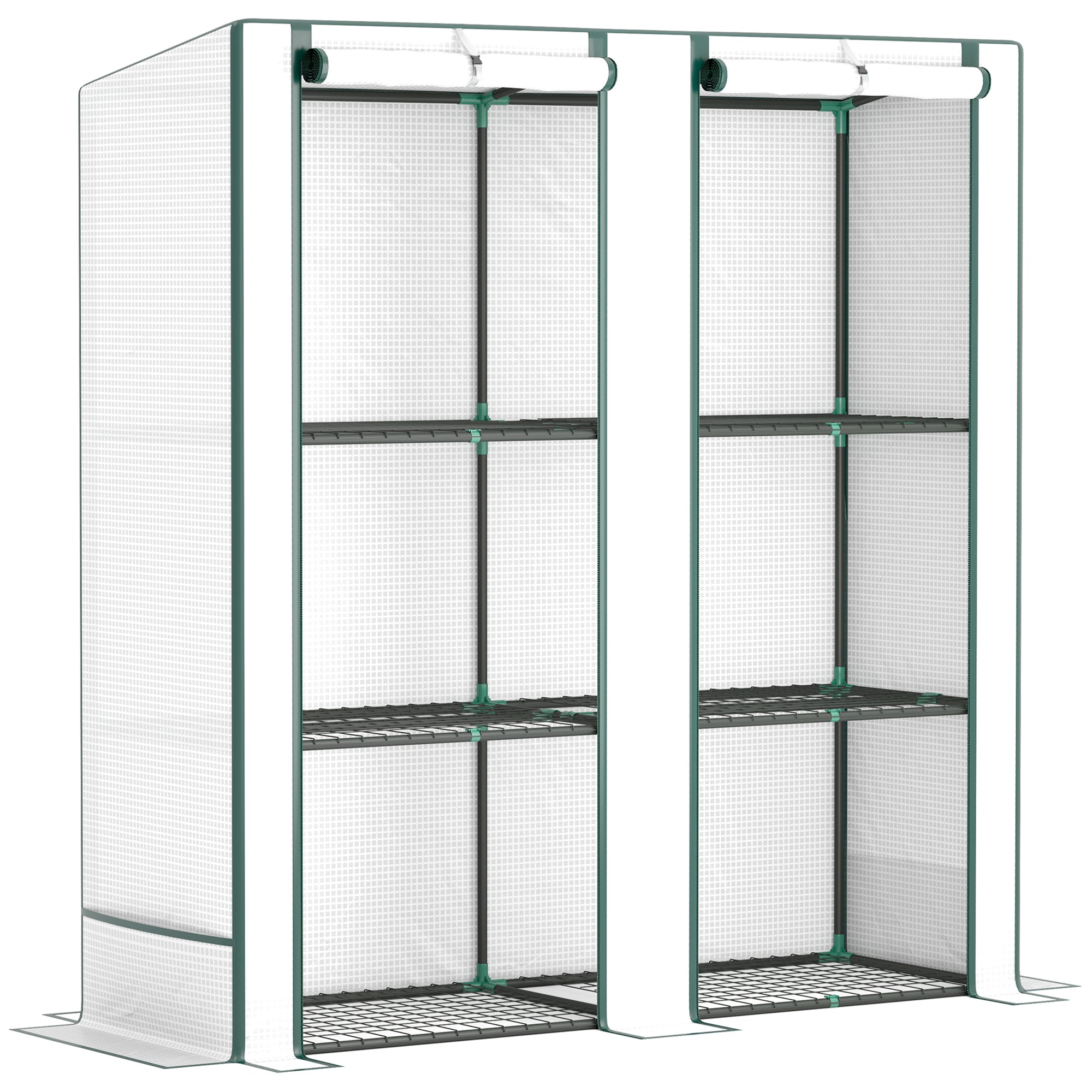 Outsunny 3 Tier Lean-to Mini Greenhouse with Green Hemmed Edging