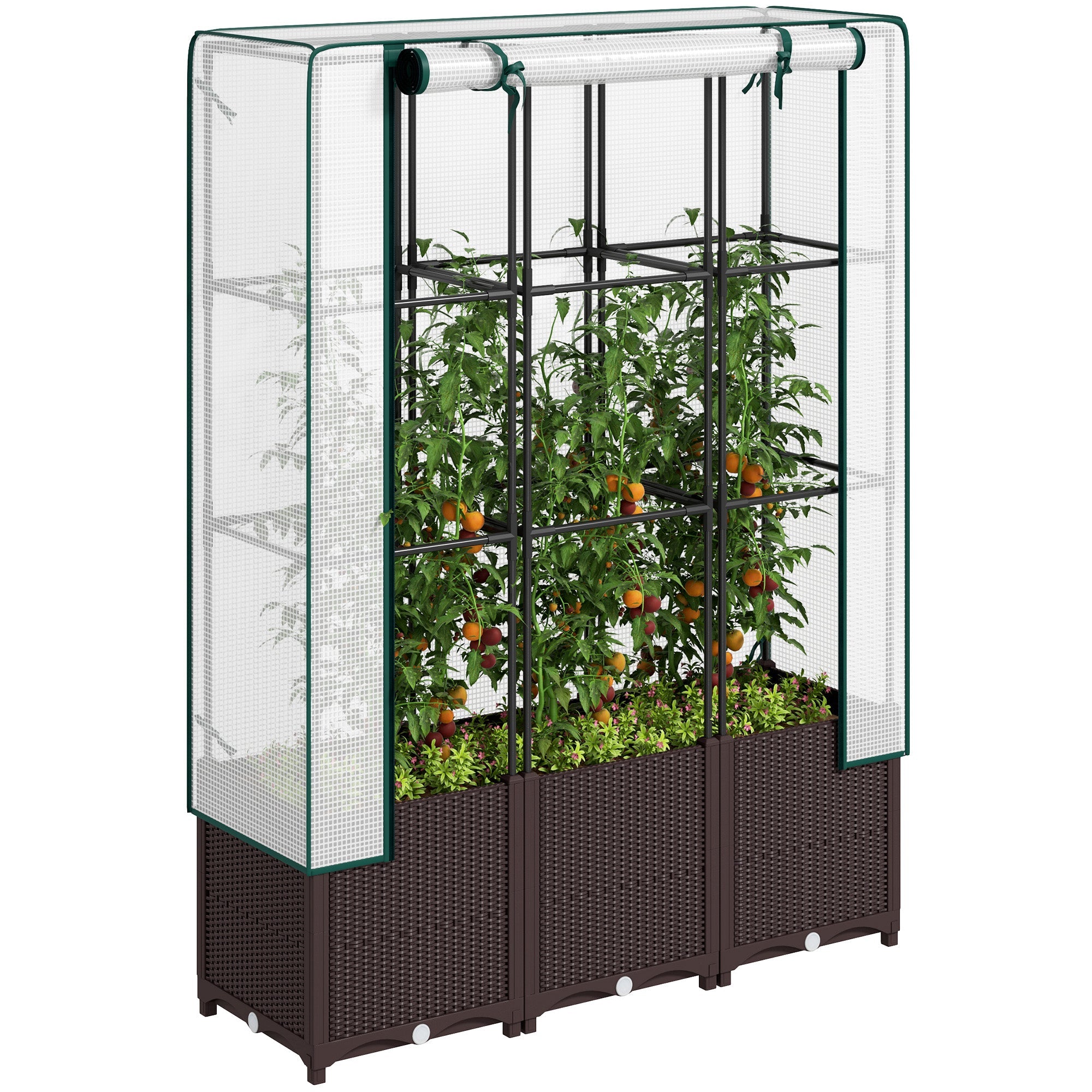 Outsunny Plastic Vegetable Planter with Trellis, 80 x 40 x 140 cm