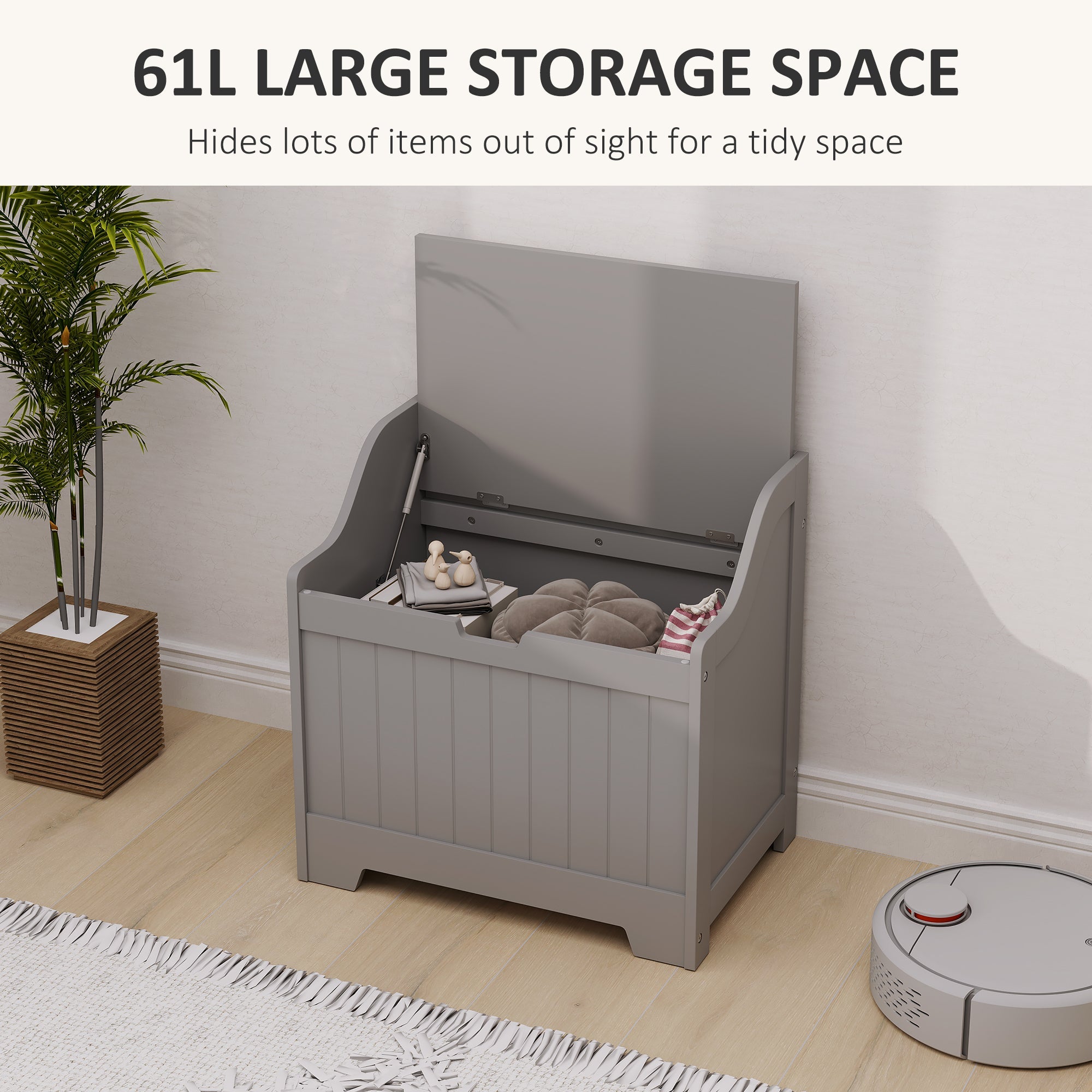 HOMCOM Storage Trunk with Safety Hinge for Living Room, 56.4cm