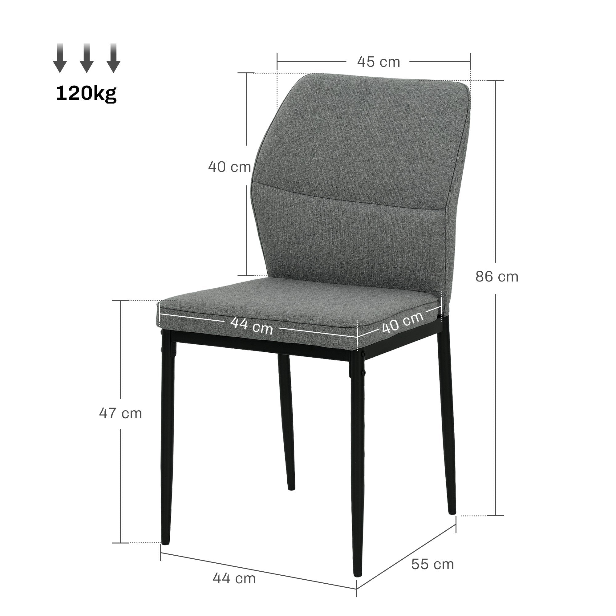 HOMCOM Set of 2 Dining Chairs with Curved Back Padded Seat for Kitchen