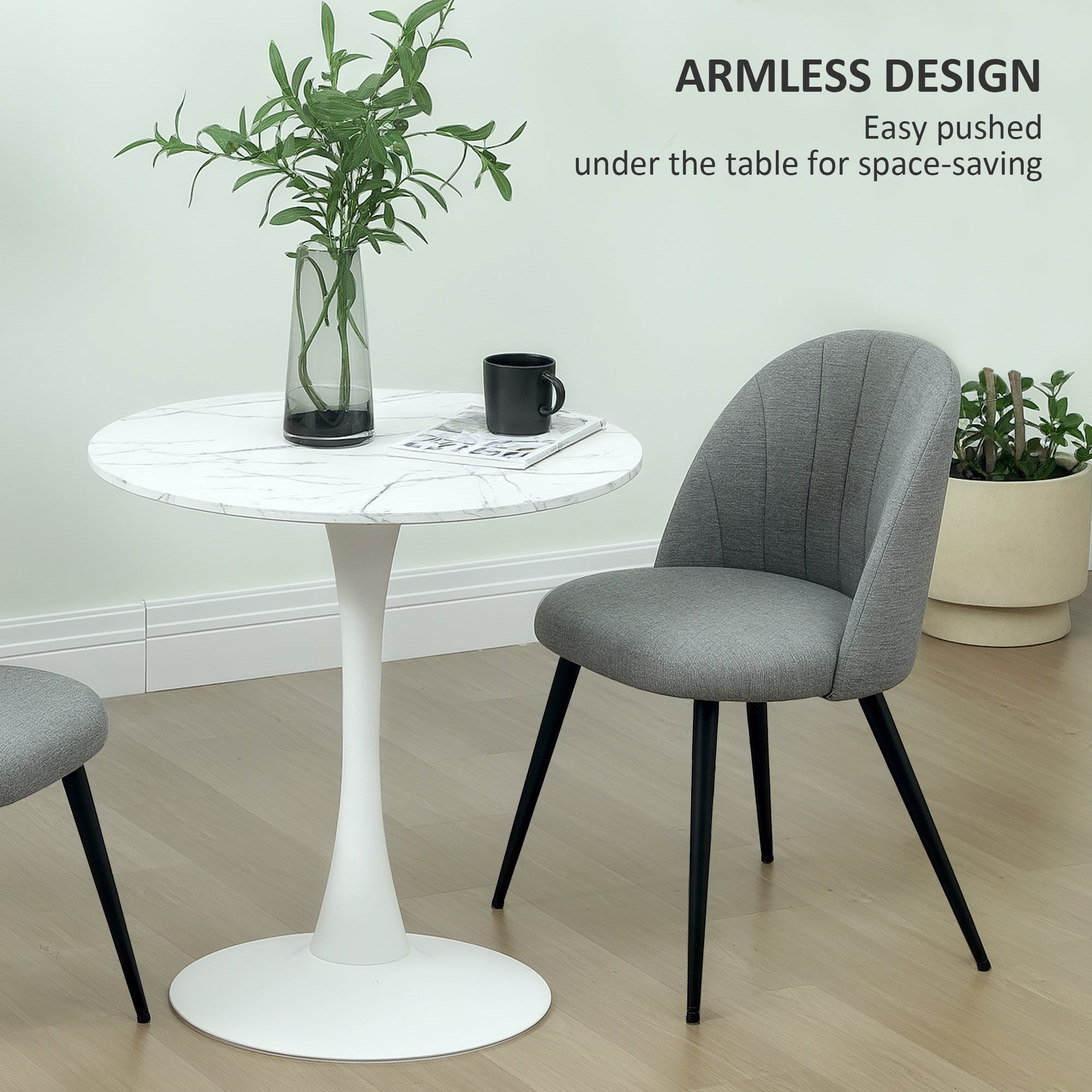 HOMCOM Set of 2 Dining Chairs with Shell Backrest and Padded Seat