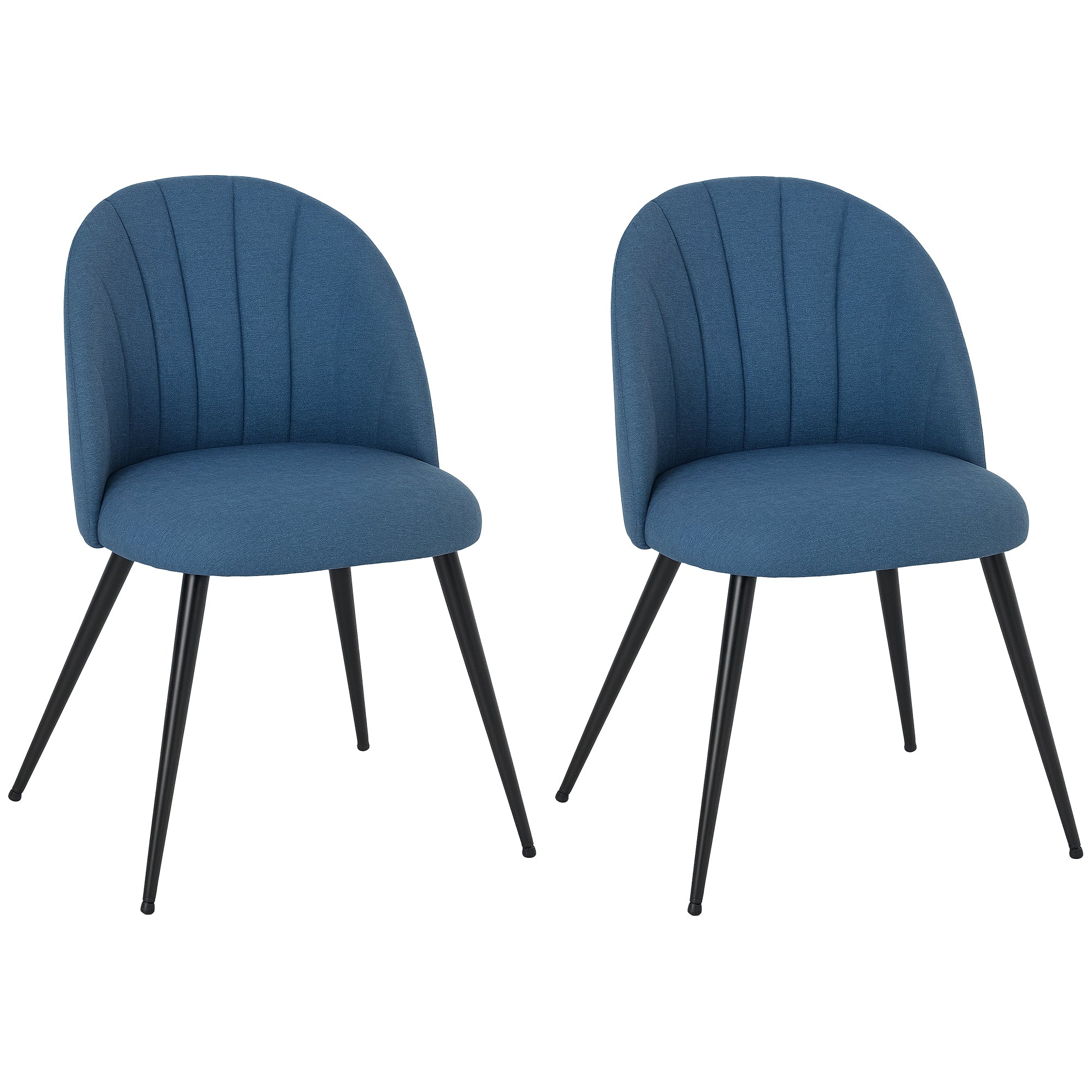 HOMCOM Set of 2 Dining Chairs with Shell Backrest and Padded Seat