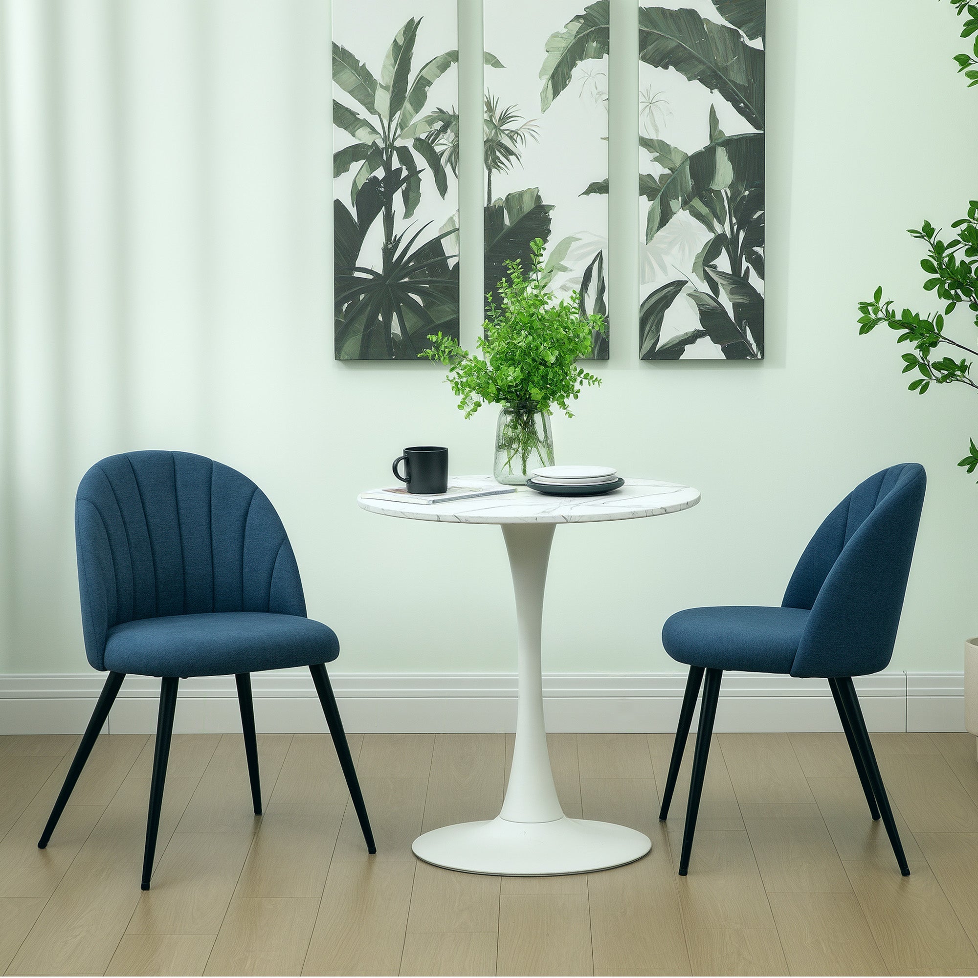 HOMCOM Set of 2 Dining Chairs with Shell Backrest and Padded Seat