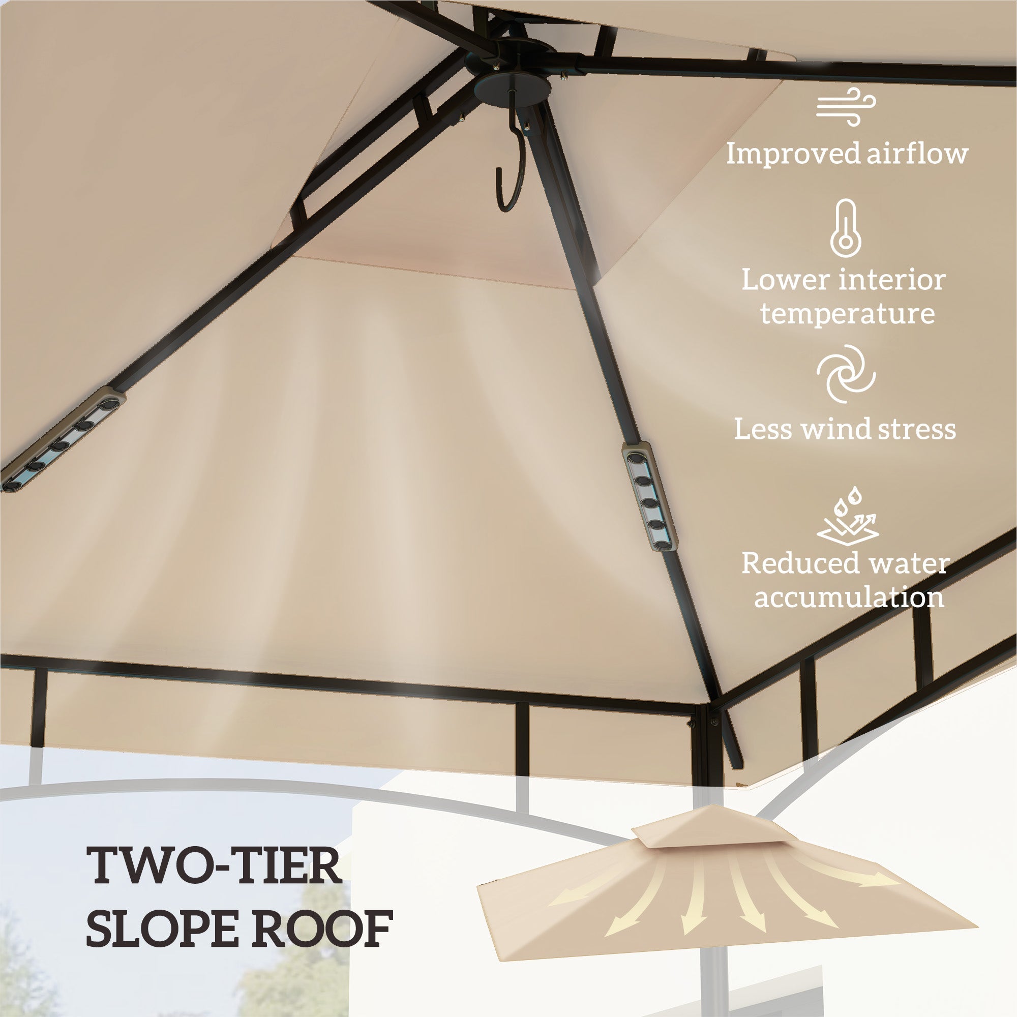 Outsunny Grill Gazebo Cover Roof Replacement for 1.5 x 2.4m Frame