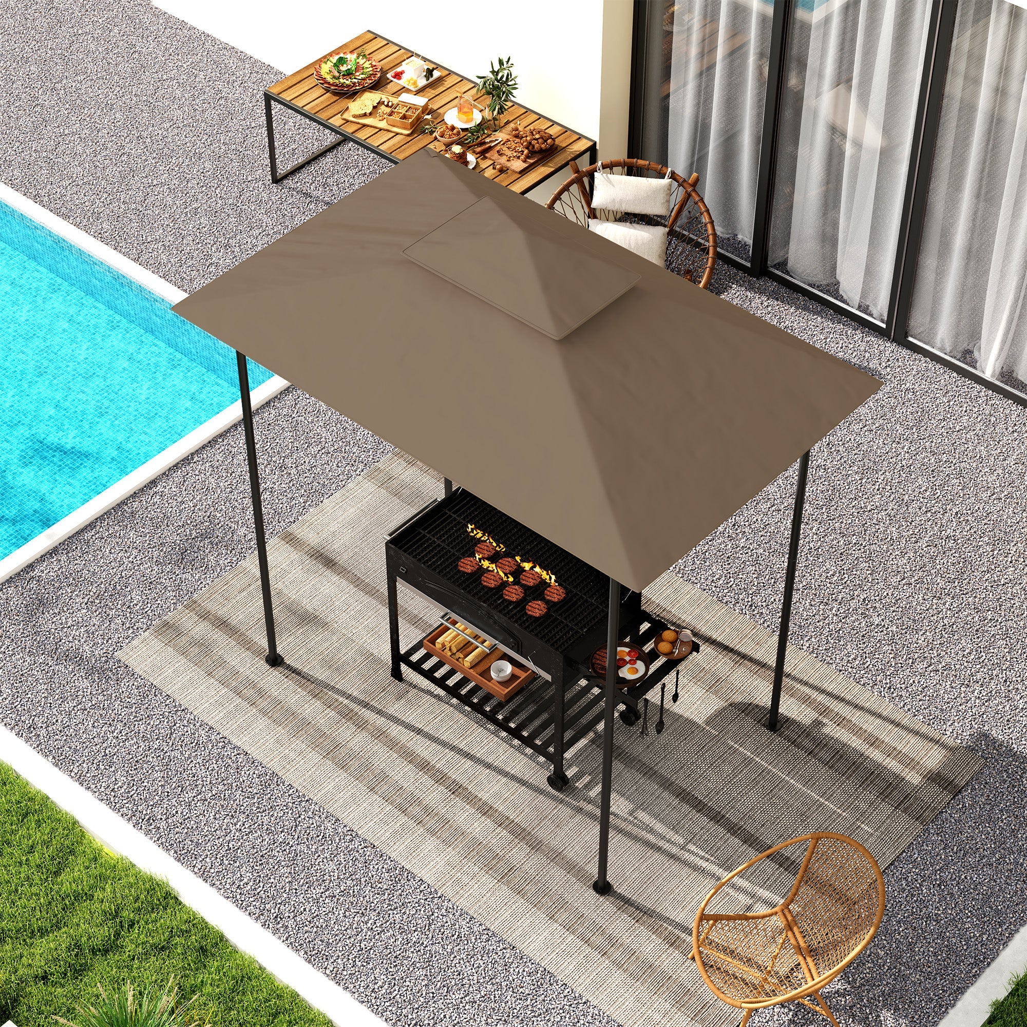 Outsunny Grill Gazebo Cover Roof Replacement for 1.5 x 2.4m Frame