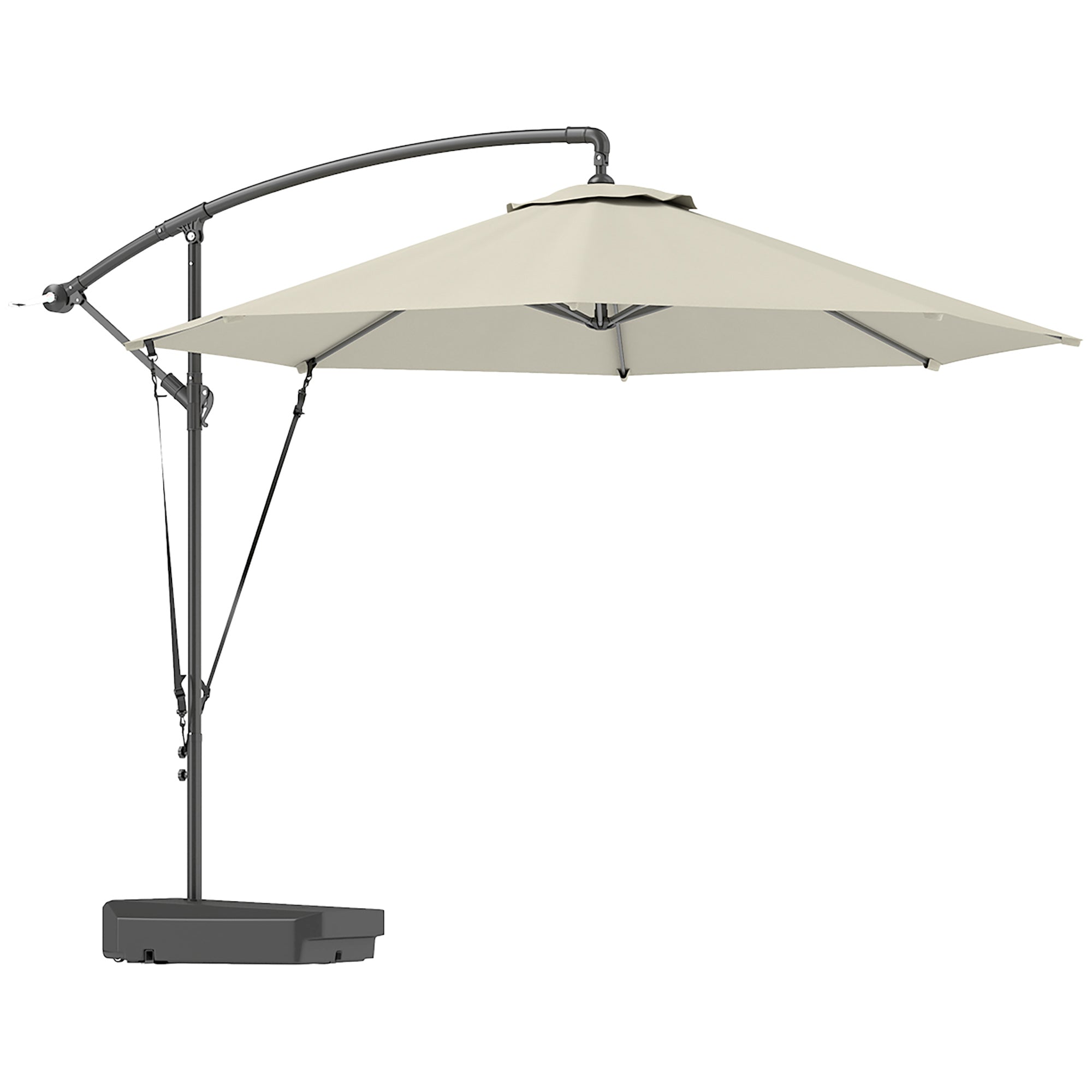 Outsunny Garden Cantilever Parasol with Cover Weighted Base Wind Strap