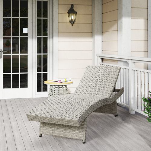 Outsunny PE Rattan Sun Lounger with 4-Level Adjustable Backrest