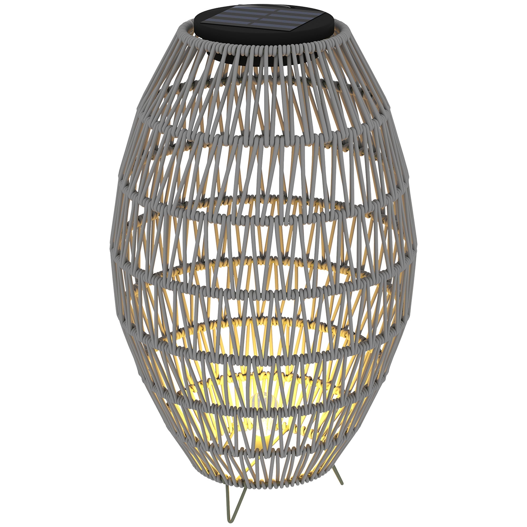 Outsunny Rattan Solar Lamp, Auto On/Off Garden Lantern