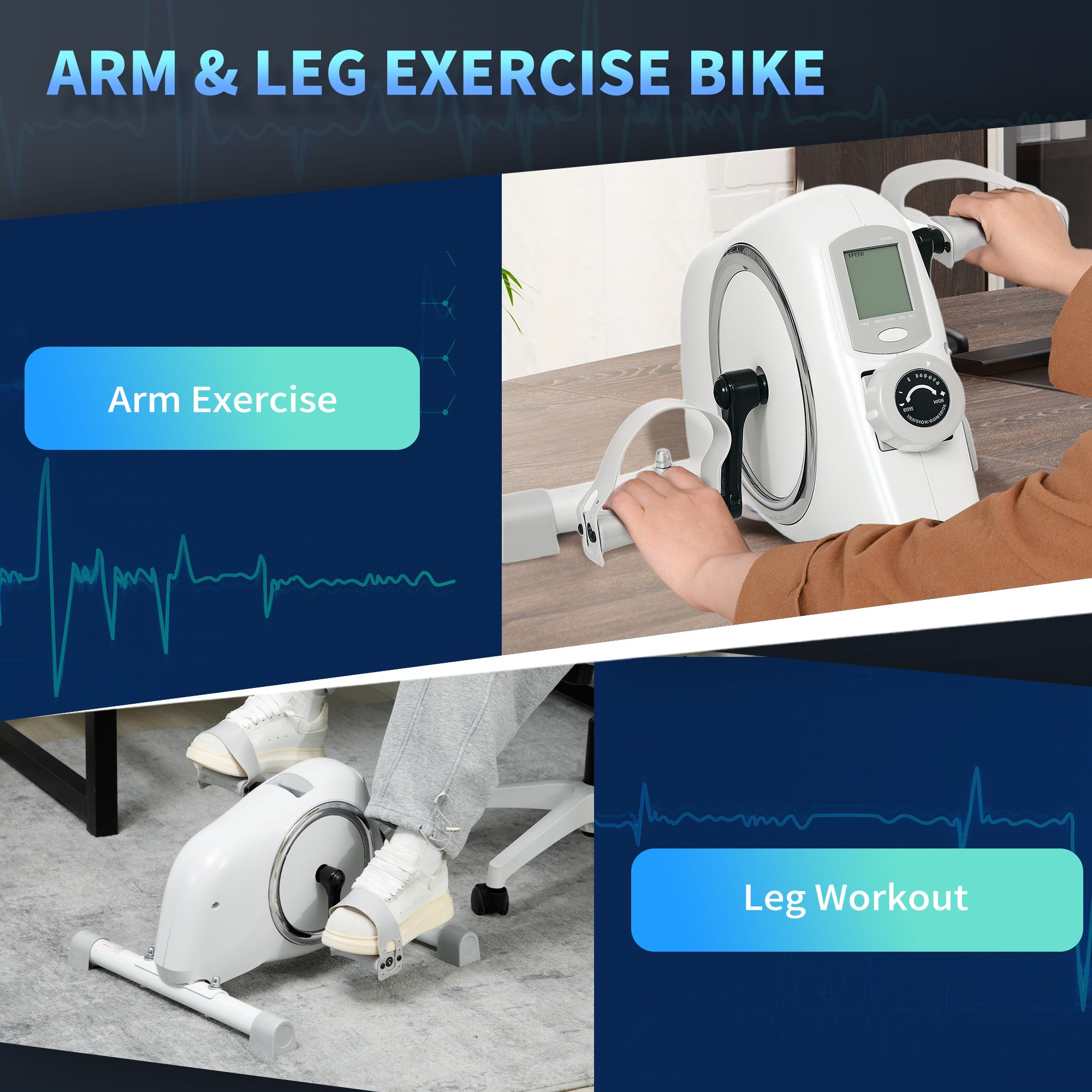 SPORTNOW Pedal Exerciser with 8-Level Magnetic Resistance