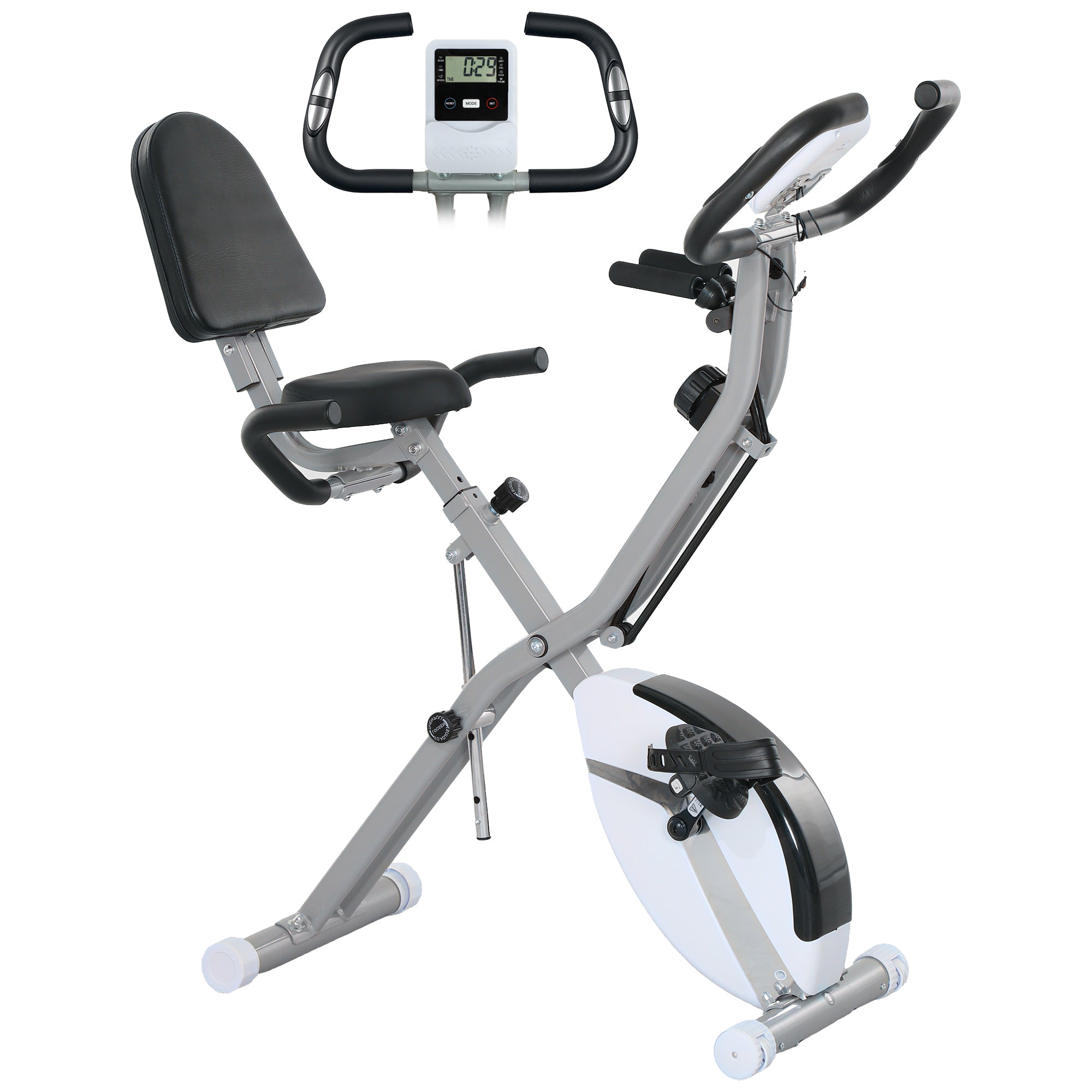 SPORTNOW Folding Exercise Bike with Arm Bands and Hand Pulse Sensor