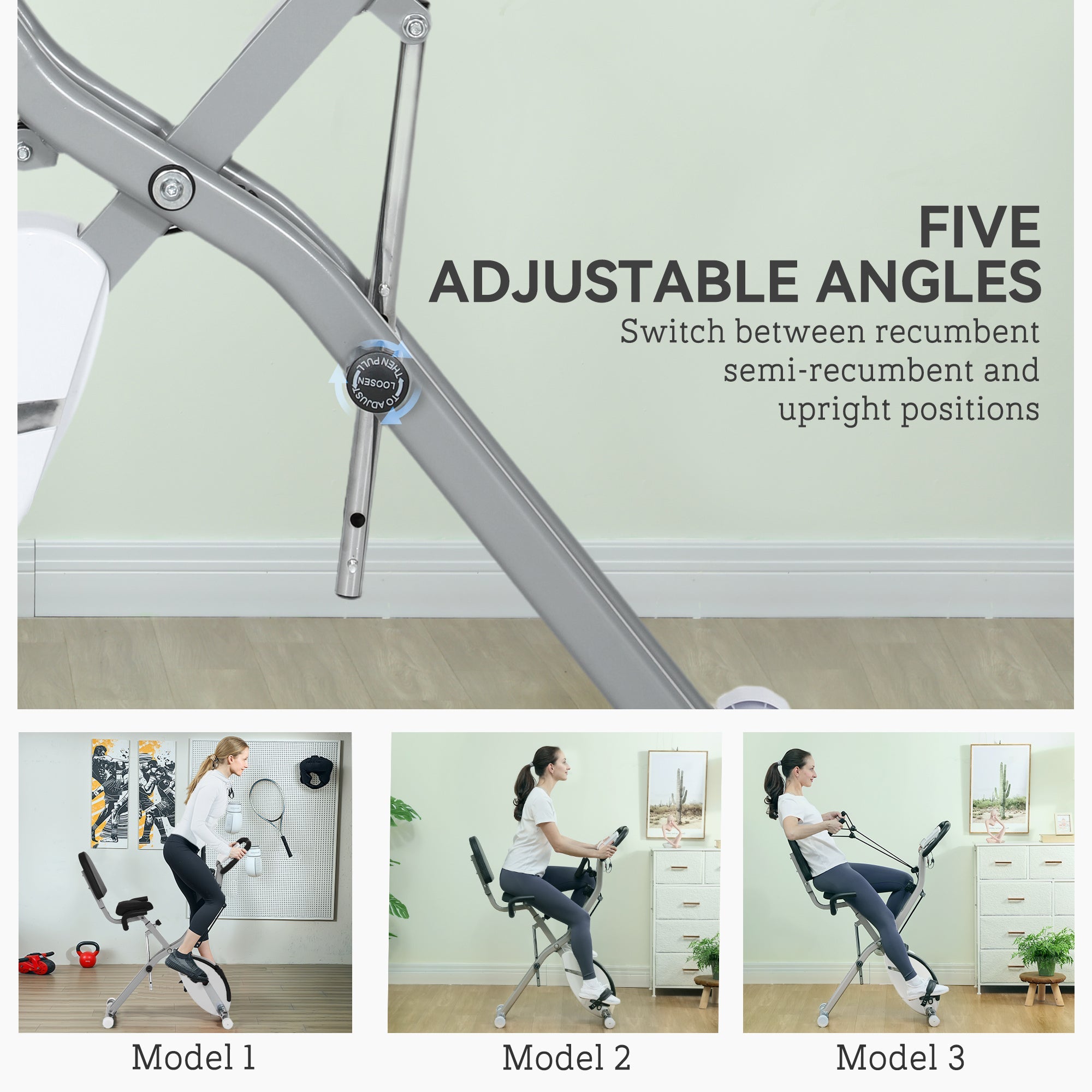 SPORTNOW Folding Exercise Bike with Arm Bands and Hand Pulse Sensor