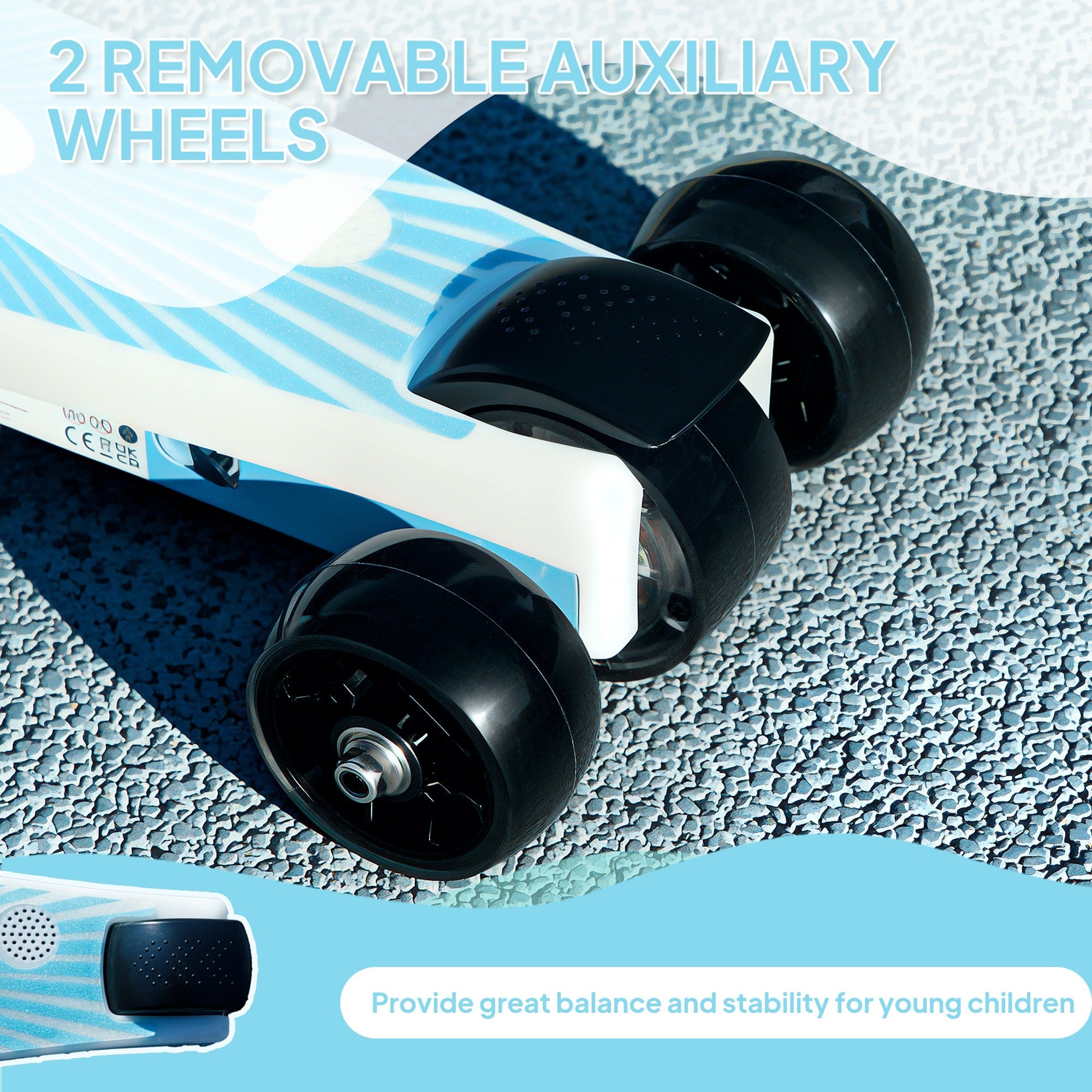 AIYAPLAY Electric Scooter for Kids 4-7, with Auxiliary Rear Wheels