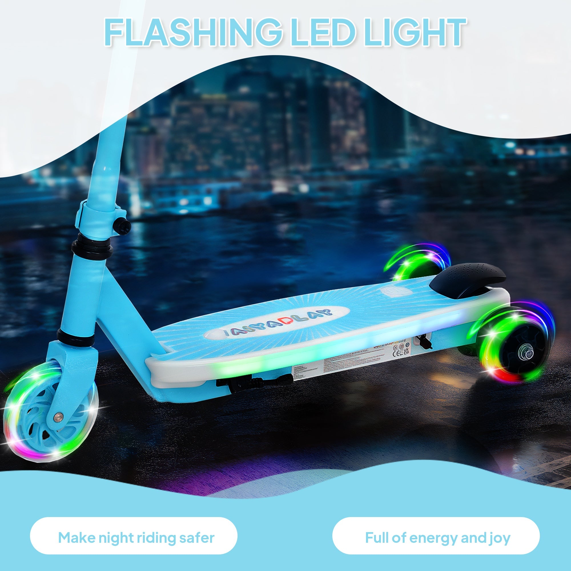 AIYAPLAY Electric Scooter for Kids 4-7, with Auxiliary Rear Wheels