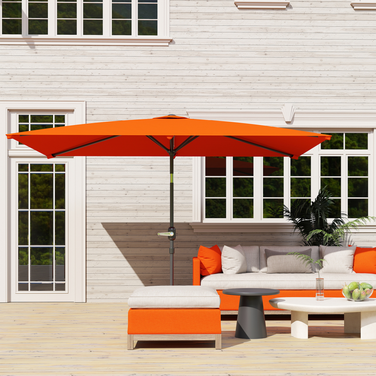 Outsunny 3x2m Garden Parasol Canopy Tilt Crank 6 Ribs Sun Shade