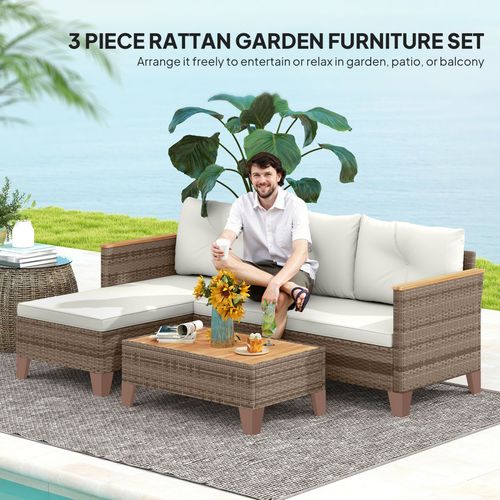 Outsunny L Shaped Garden Conversation Chaise Lounge Furniture