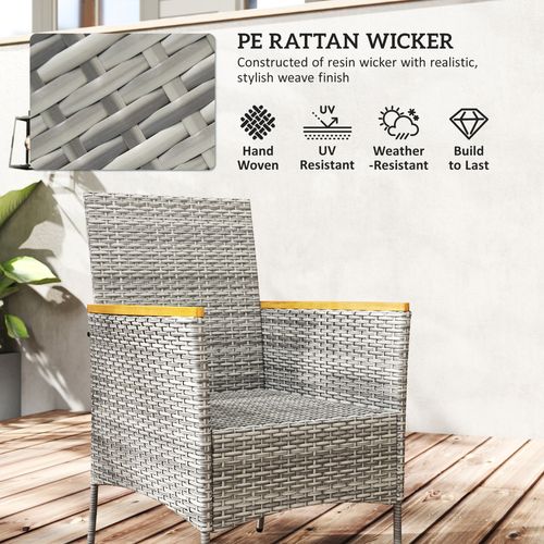 Outsunny Rattan Dining Set with Parasol Hole, Garden Table and Chairs