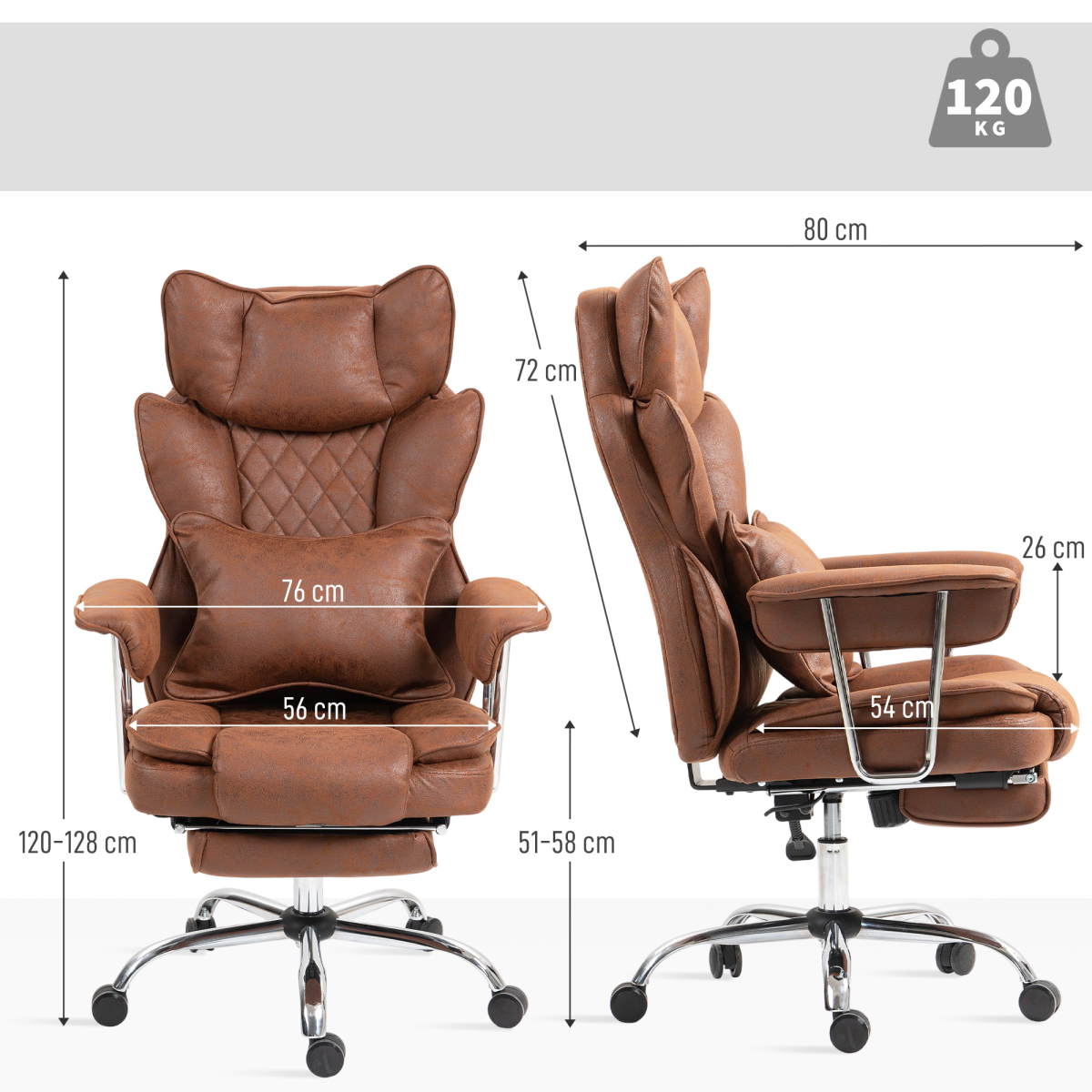 HOMCOM Office Chair, High Back Leathaire Desk Chair for Home